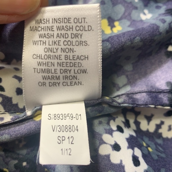 Banana Republic Ruffle Neck Racer Back Floral Mini Dress Blue/Yellow, Sz 0 - Picture 10 of 10